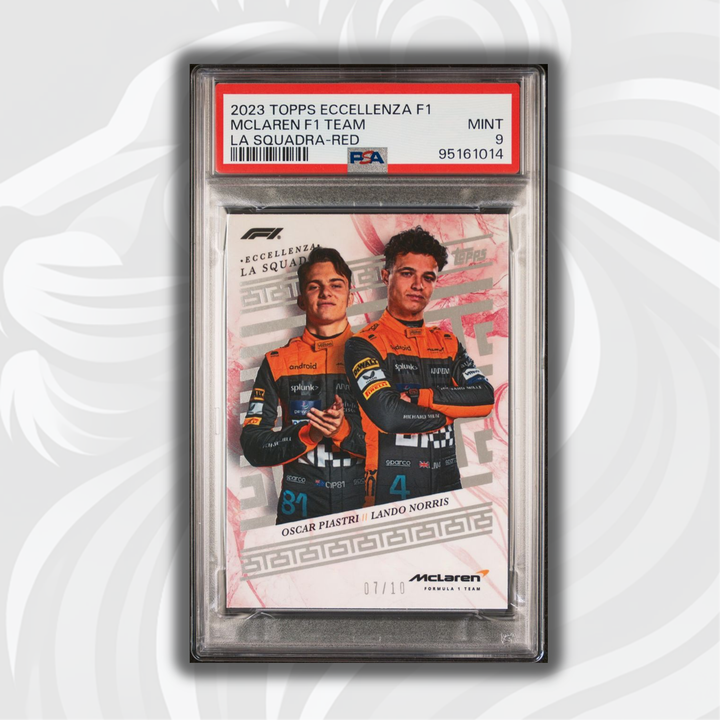 PSA 9 - 07/10 Norris,Piastri - McLaren F1 Team - Red - 2023 Topps Eccellenza La Squadra