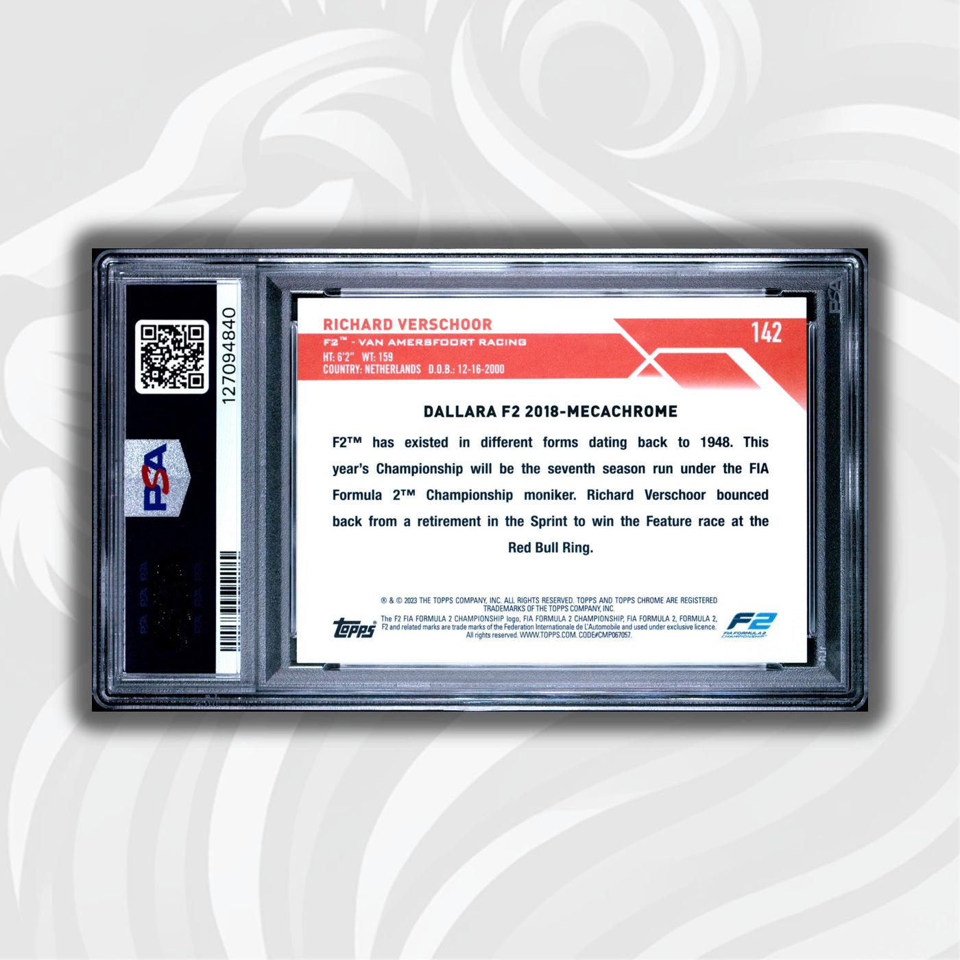PSA 8 - 4/5 Red - Richard Verschoor #142 - 2023 Topps Chrome Sapphire