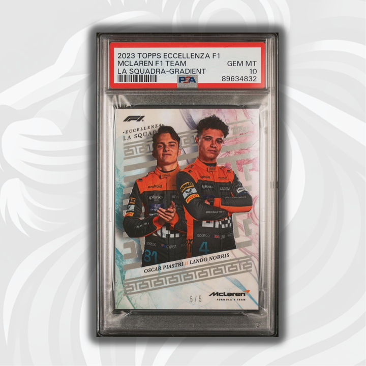 PSA 10 - 5/5 Norris,Piastri - McLaren F1 Team - Gradient - 2023 Topps Eccellenza La Squadra
