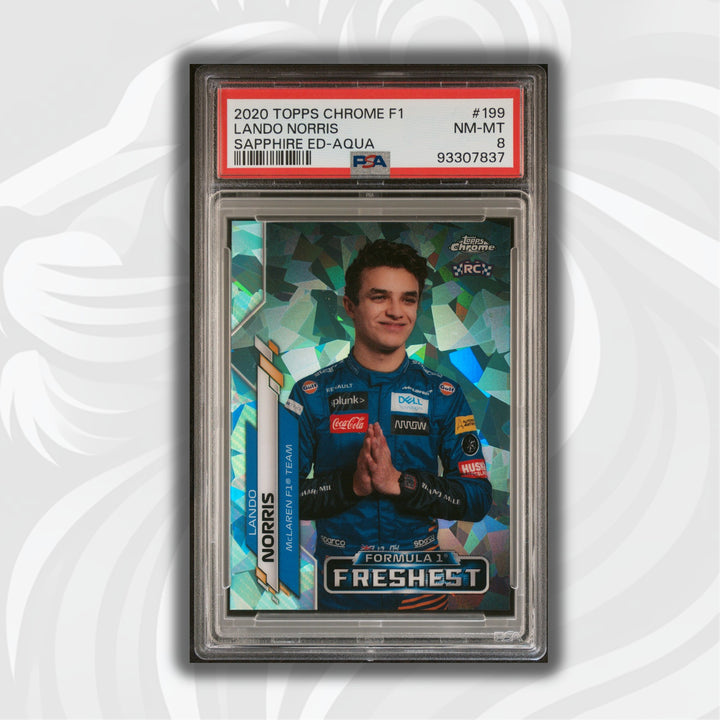 PSA 8 - 32/99 Lando Norris #199 - Sapphire Edition - Aqua - Rookie Card