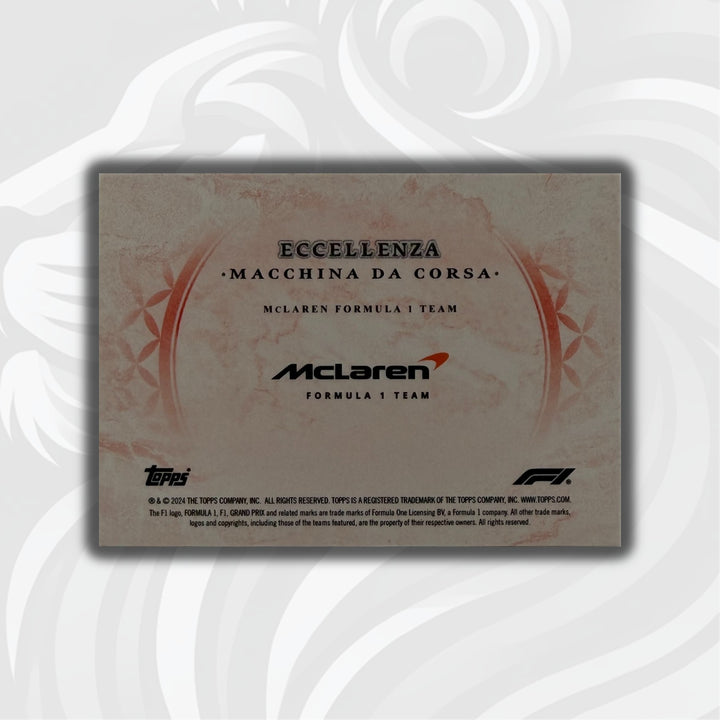 PSA - 02/10 McLaren Formula 1 Team - 2024 Topps Eccellenza - Macchina Da Corsa - Back