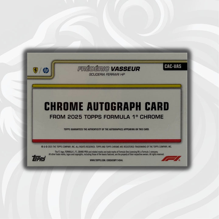 15/75 Frédéric Vasseur - 2025 Topps Chrome F1 - Chrome Autograph - Back
