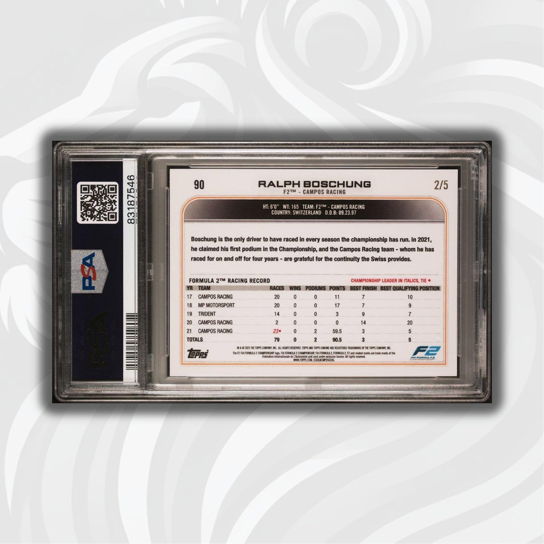 PSA 10 - 2/5 Ralph Boschung #90 - Red Raywave Refractor - 2022 Topps Chrome F1