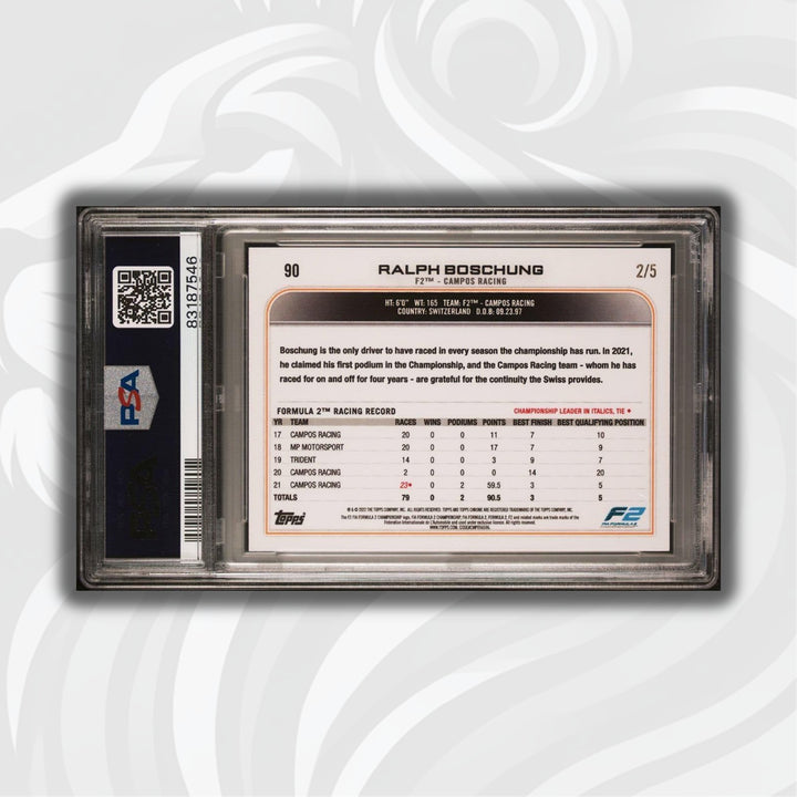 PSA 10 - 2/5 Ralph Boschung #90 - Red Raywave Refractor - 2022 Topps Chrome F1