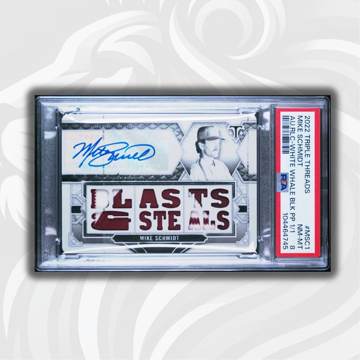 1/1 - PSA 8 - Mike Schmidt #MSC1 - Auto Relic Black - White Whale - 2022 Triple Threads