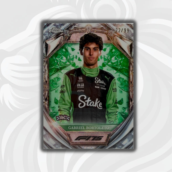 22/99 Gabriel Bortoleto #D75-20 - 2025 Topps Chrome F1 - Diamond 75th Anniversary Green - Front