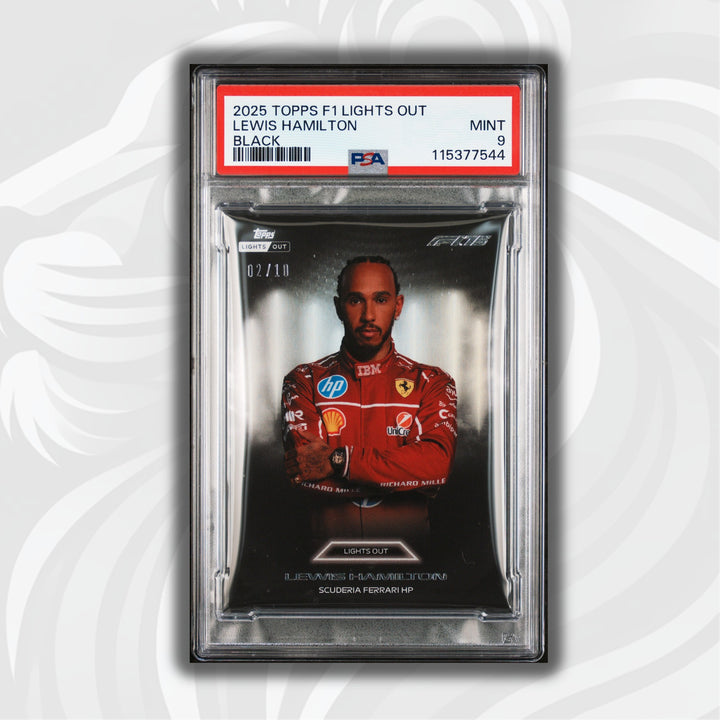 PSA 9 - 02/10 Black POP1 - Lewis Hamilton - 2025 Topps Lights Out - 75th Anniversary