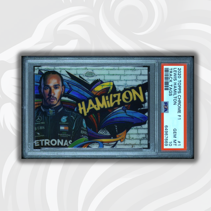 PSA 10 - Lewis Hamilton #1 - Track Tags - 2020 Topps Chrome F1