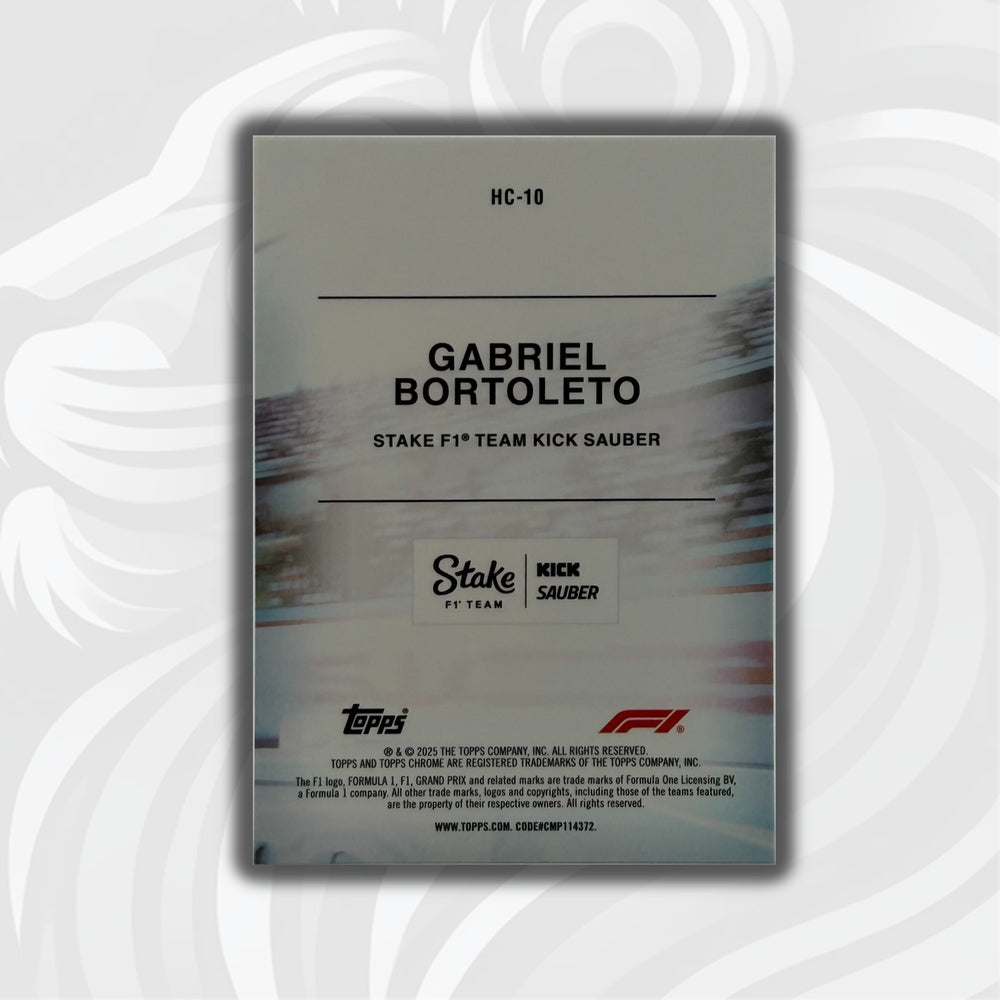 Gabriel Bortoleto #HC-10 - 2025 Topps Chrome F1 - Helmet Chrome - Back