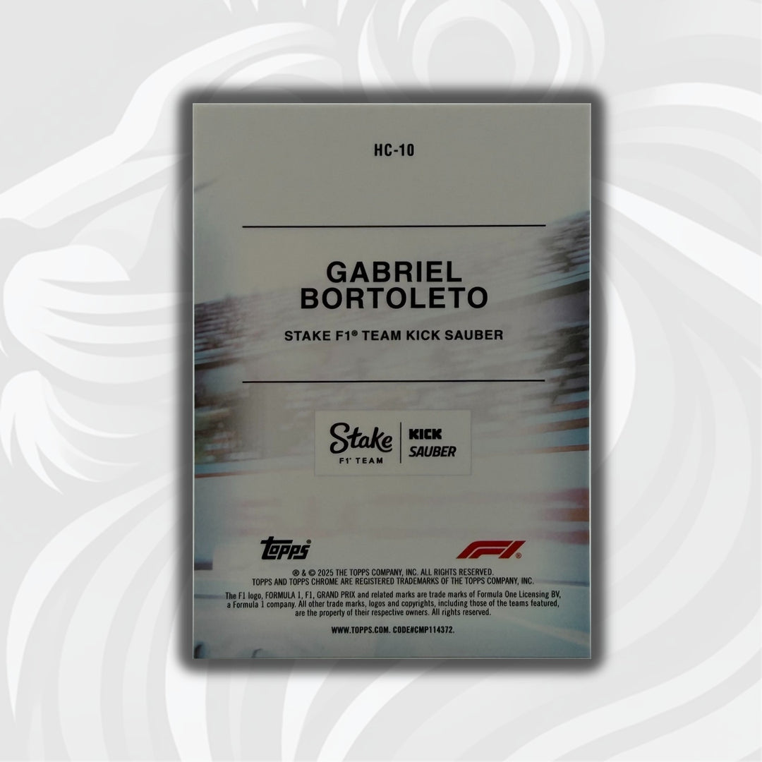 Gabriel Bortoleto #HC-10 - 2025 Topps Chrome F1 - Helmet Chrome - Back