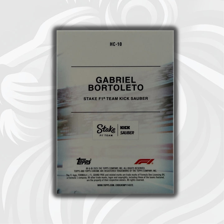 Gabriel Bortoleto #HC-10 - 2025 Topps Chrome F1 - Helmet Chrome - Back