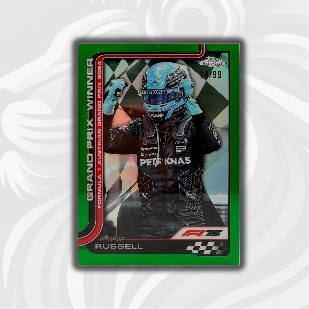 74/99 George Russell #103 - 2024 Topps Chrome F1 - Green Refractor - Front