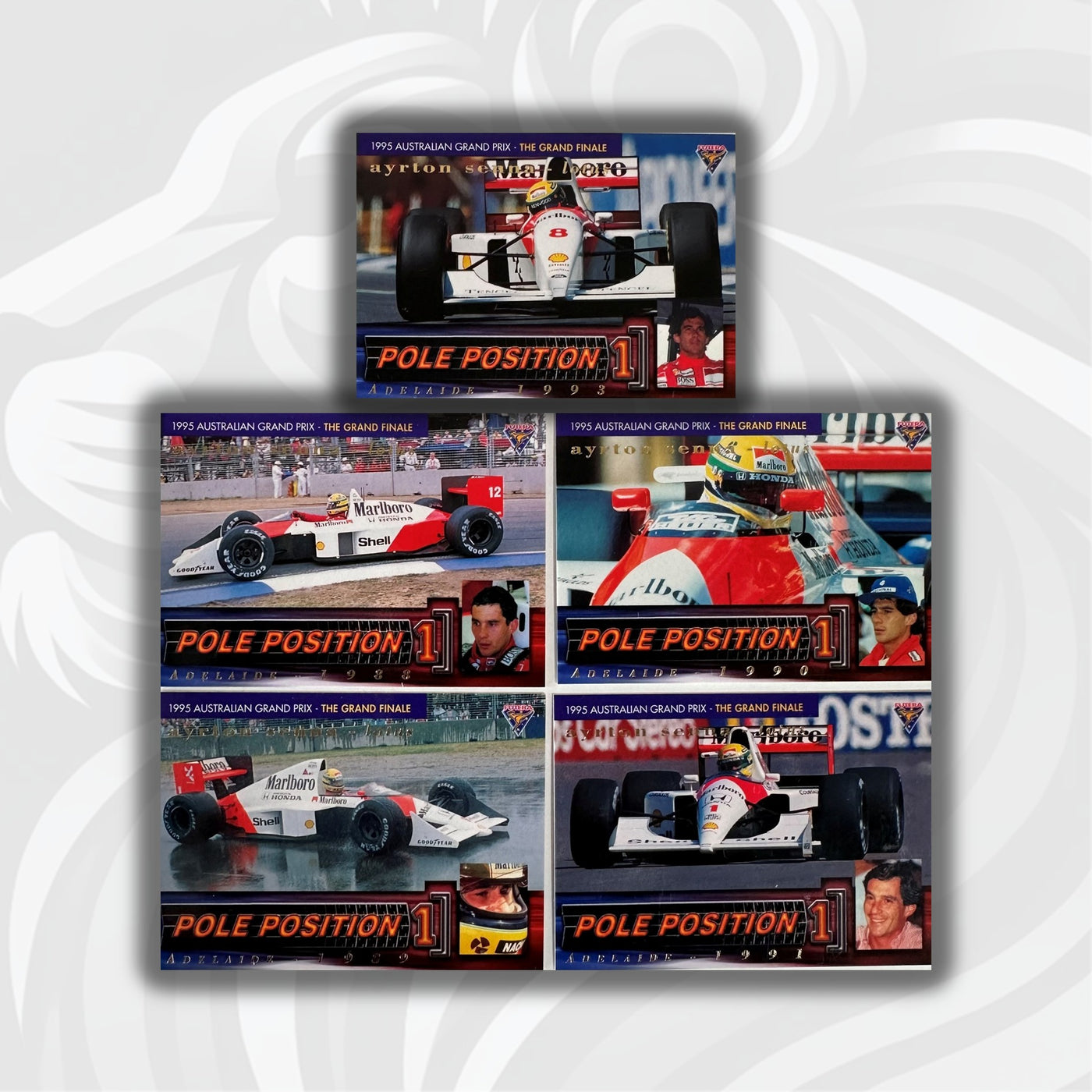 Futera 1995 - Pole Position Ayrton Senna Set  of 5 /3000 Cards - #PP4,5,6,7,9