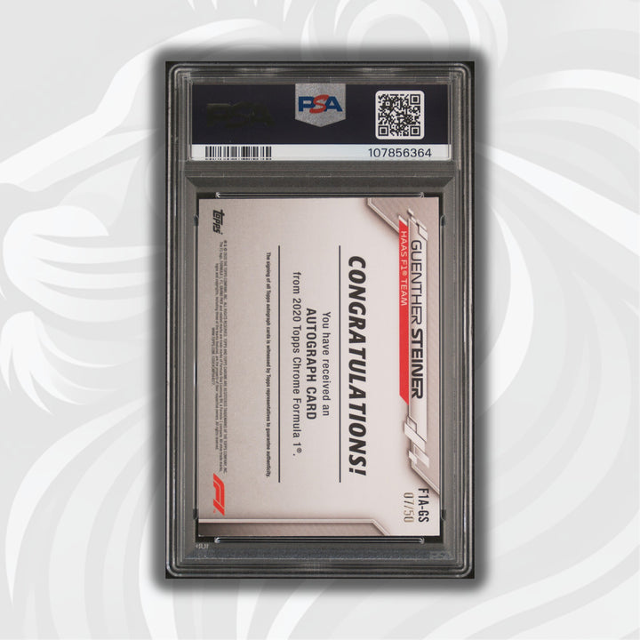 PSA 7 - 07/50 Auto - Guenther Steiner #F1A-GS - Topps Chrome 2020 - Gold Wave (POP1, 1 HIGHER)