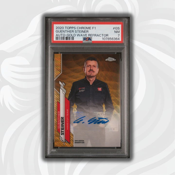 PSA 7 - 07/50 Auto - Guenther Steiner #F1A-GS - Topps Chrome 2020 - Gold Wave (POP1, 1 HIGHER)