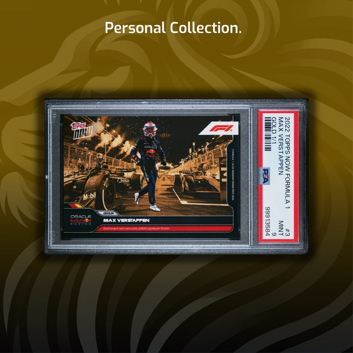 PSA 9 - 1/1 Max Verstappen #3 - 100th Podium Gold - 2024 Topps Now F1
