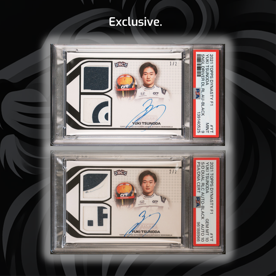 1/2 & 2/2 Yuki Tsunoda #YT - Black - Dual Relic Auto - Rookie Card