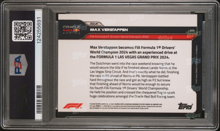 PSA 9 - Max Verstappen #71 - World Champion 2024 - 2024 Topps Now F1 - Image Variation