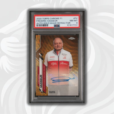 PSA 8 - 28/50 Auto - Frederic Vasseur #F1A-FV - Topps Chrome 2020 - Gold Wave (POP1)
