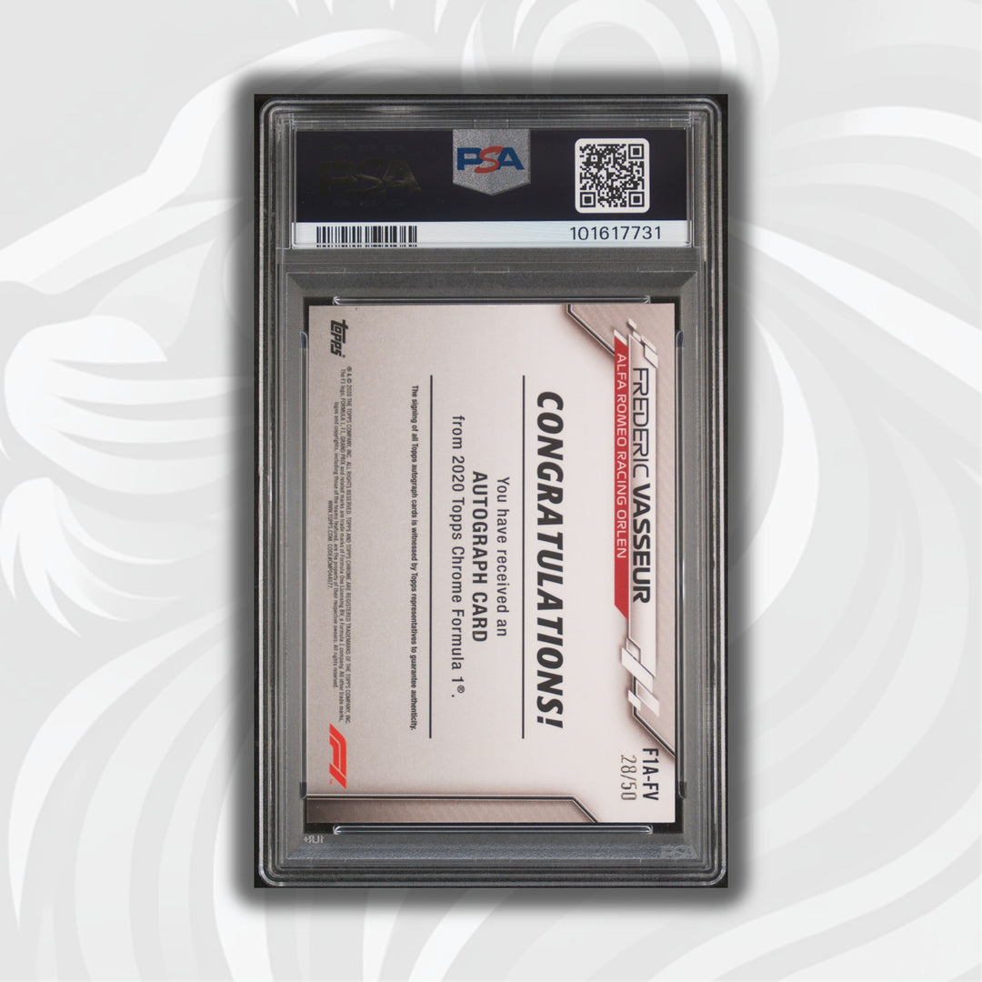 PSA 8 - 28/50 Auto - Frederic Vasseur #F1A-FV - Topps Chrome 2020 - Gold Wave (POP1)