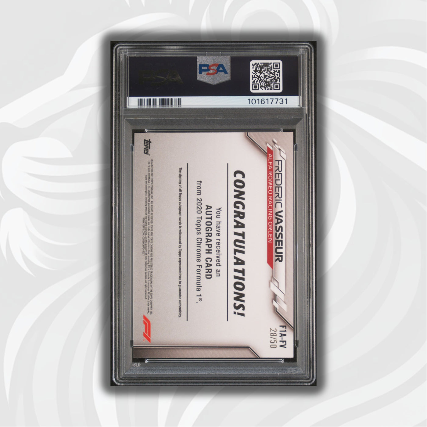 PSA 8 - 28/50 Auto - Frederic Vasseur #F1A-FV - Topps Chrome 2020 - Gold Wave (POP1)