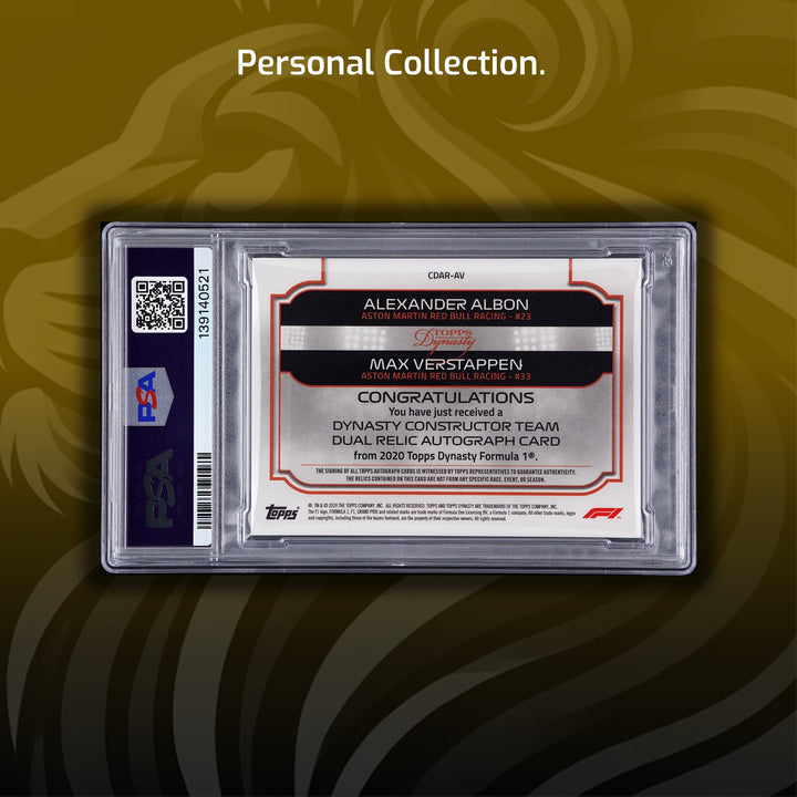 PSA 10 - 9/10 Silver - Alexander Albon / Max Verstappen #CDAR-AV - Dynasty Constructor Team Dual Relic Autograph - 2020 Topps Dynasty F1