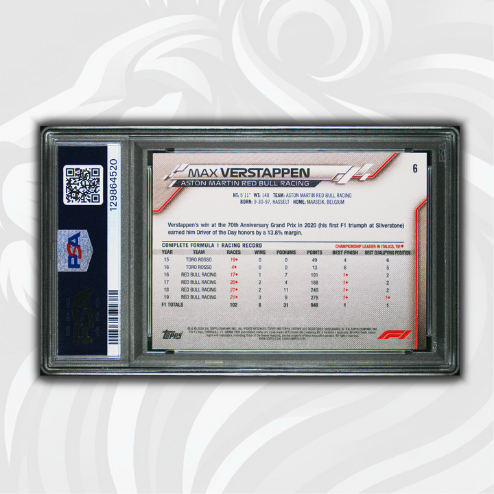 PSA 9 - Max Verstappen #6 - Sapphire Edition - SP - 2020 Topps Chrome F1