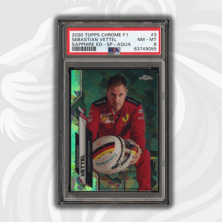 PSA 8 - 26/99 - Sebastian Vettel #3 - 2020 Topps Chrome F1 - Sapphire SP -  Aqua