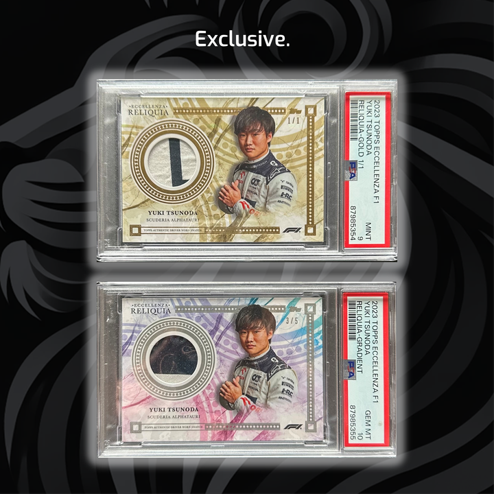 1/1 Gold + Complete Rainbow - Yuki Tsunoda - 2023 Eccellenza Reliquia (PSA9/10)