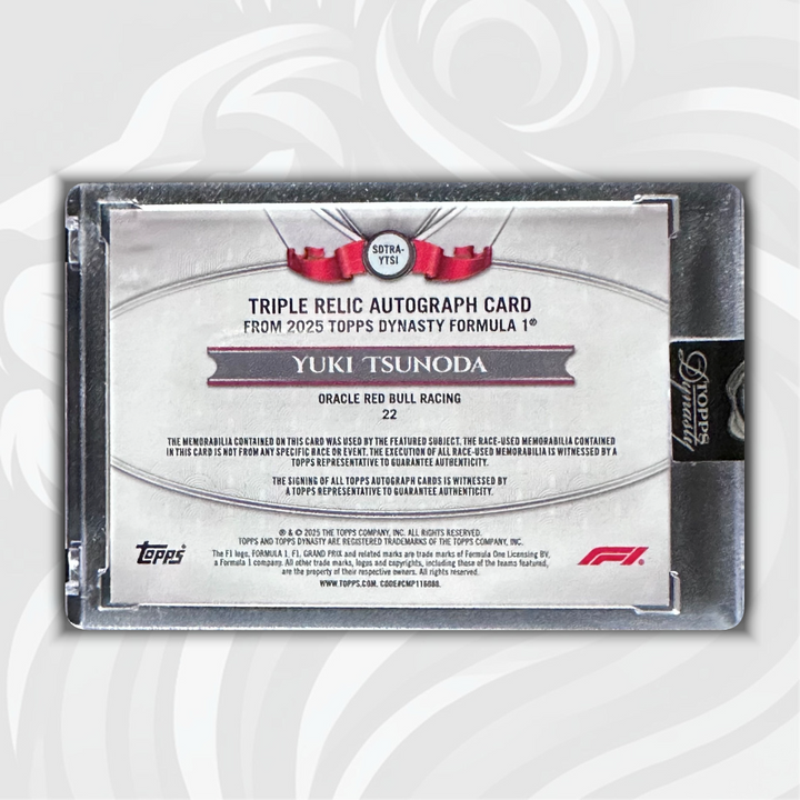 1/2 Yuki Tsunoda #SDTRA-YTSI - 2025 Topps Dynasty F1 - Triple Relic Auto