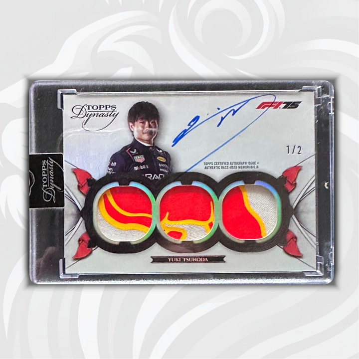 1/2 Yuki Tsunoda #SDTRA-YTSI - 2025 Topps Dynasty F1 - Triple Relic Auto