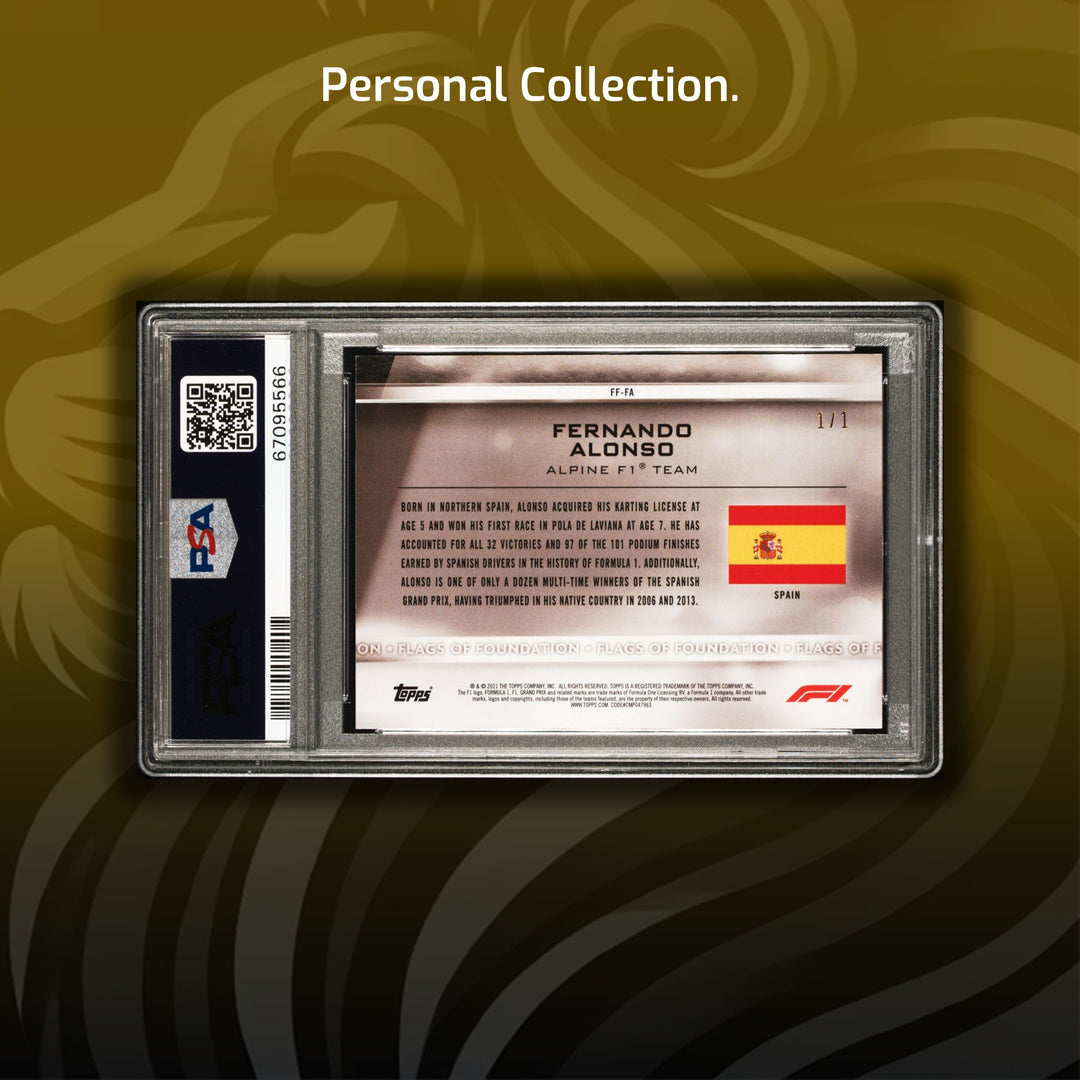 PSA 9 - 1/1 Fernando Alonso #FFFA - Flags of Foundation - Foilfractor - 2021 Topps Formula 1