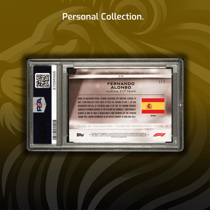 PSA 9 - 1/1 Fernando Alonso #FFFA - Flags of Foundation - Foilfractor - 2021 Topps Formula 1