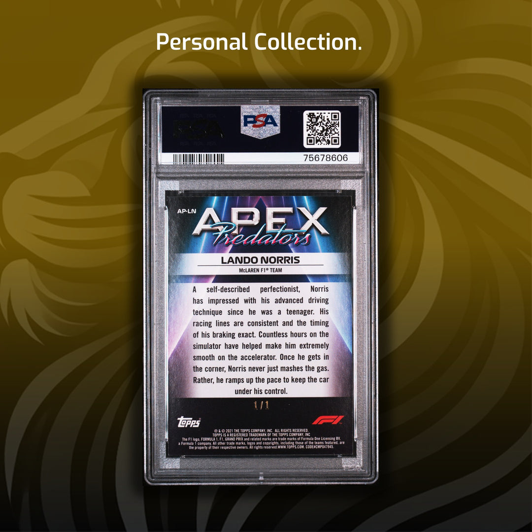 PSA 9 - 1/1 Lando Norris #APLN - Apex Predators - Foilfractor - 2021 Topps Formula 1