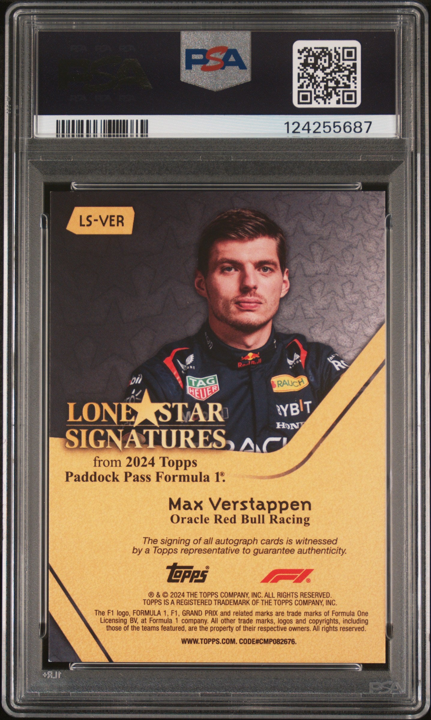 PSA 8 - 4/5 Max Verstappen #VER - Lone Star Signatures - 2024