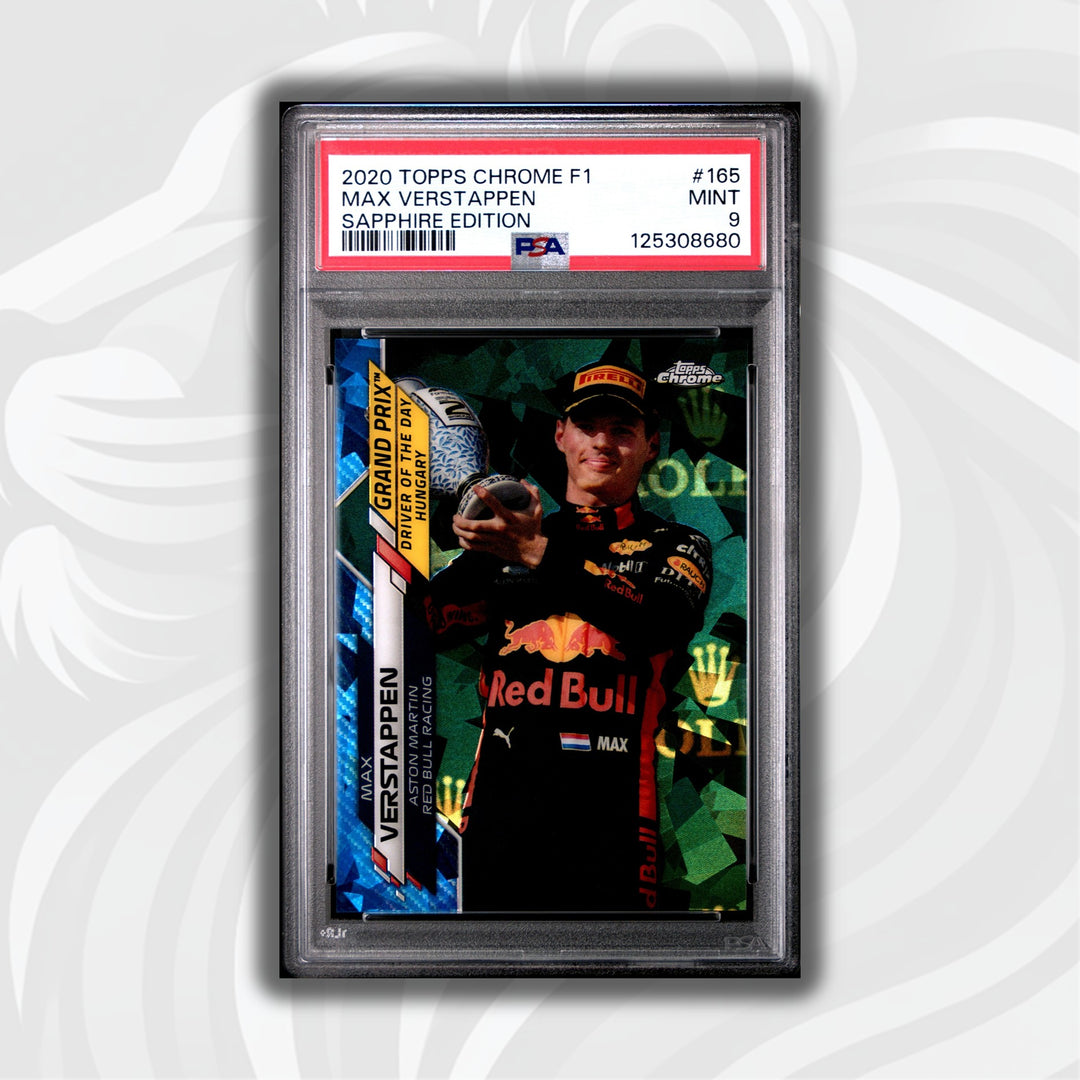 PSA 9 Max Verstappen #165 2020 Topps Chrome F1 Sapphire Edition Driver of the Day Hungary