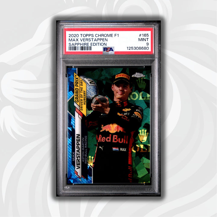 PSA 9 Max Verstappen #165 2020 Topps Chrome F1 Sapphire Edition Driver of the Day Hungary