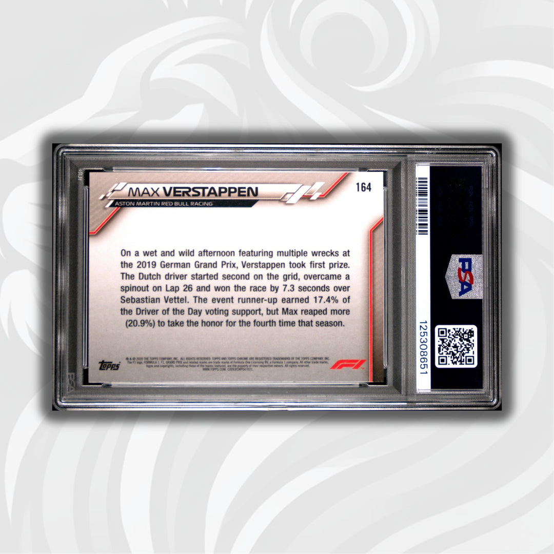 PSA 10 - Max Verstappen #164 - 2020 Topps Chrome F1 Sapphire Edition - Grand Prix - Driver of the Day Germany