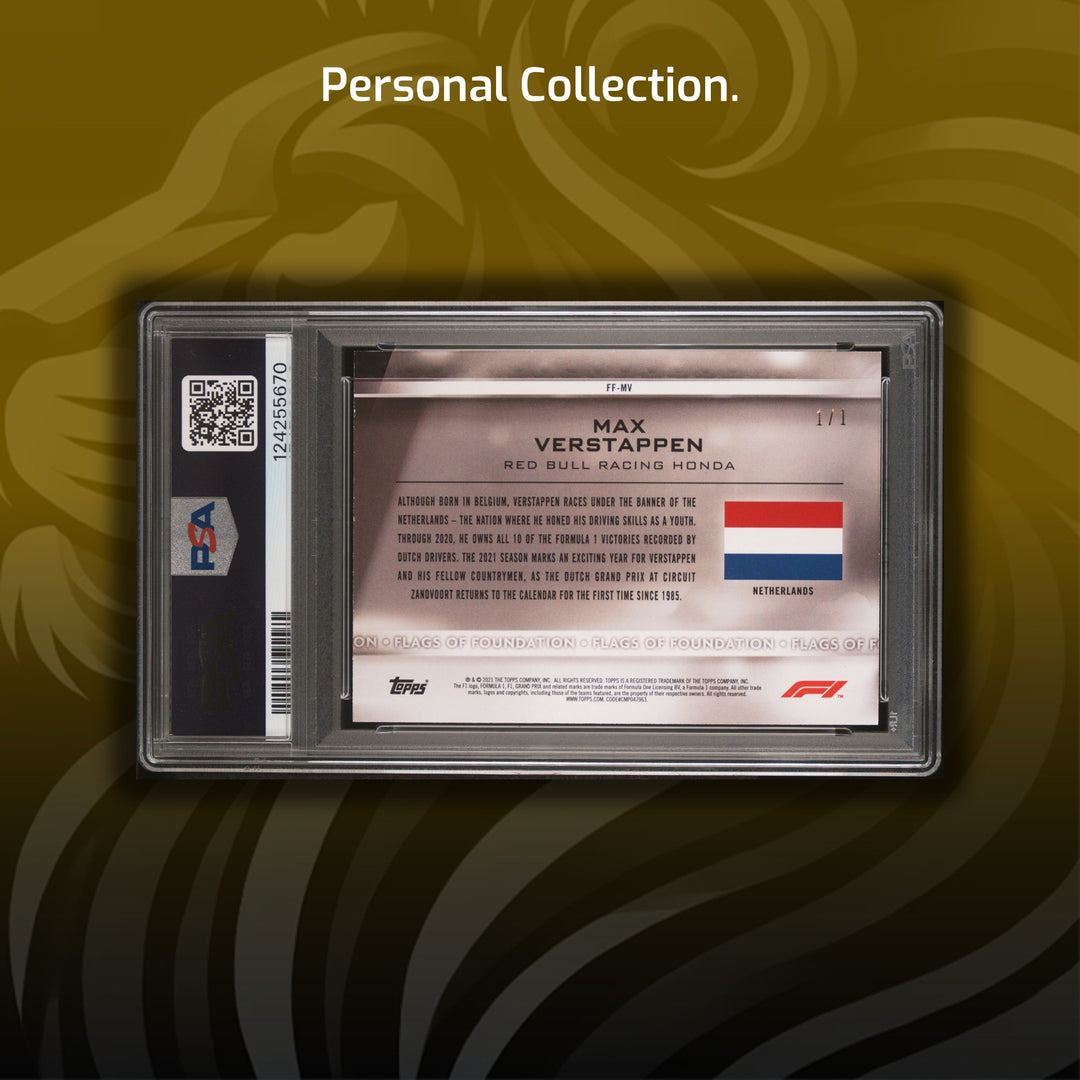 PSA 8 - 1/1 Max Verstappen #FFMV - Flags of Foundation - Foilfractor - 2021 Topps Formula 1