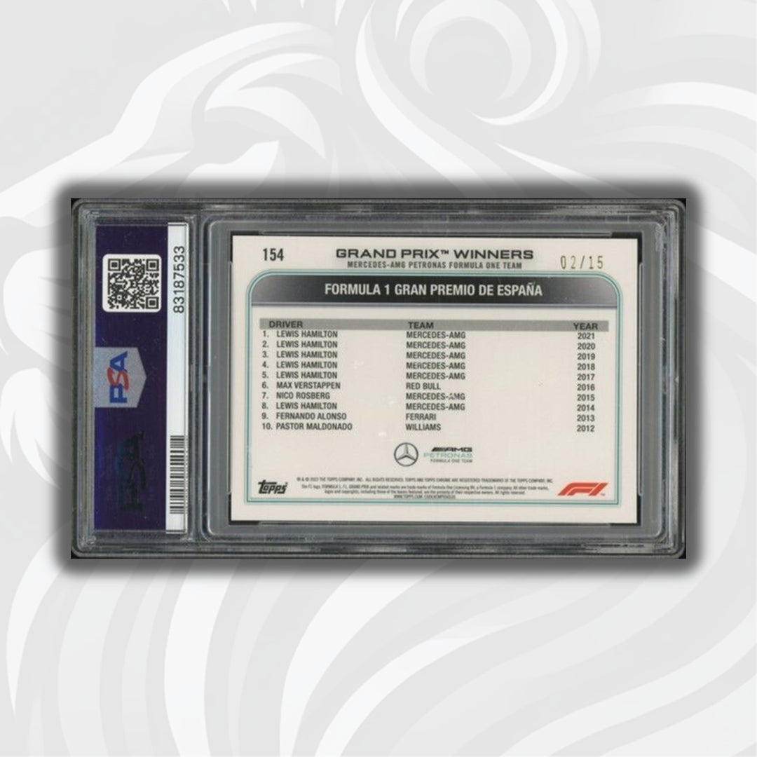 PSA 8 - 02/15 Lewis Hamilton #154 - Black And White - 2022 Topps Chrome F1