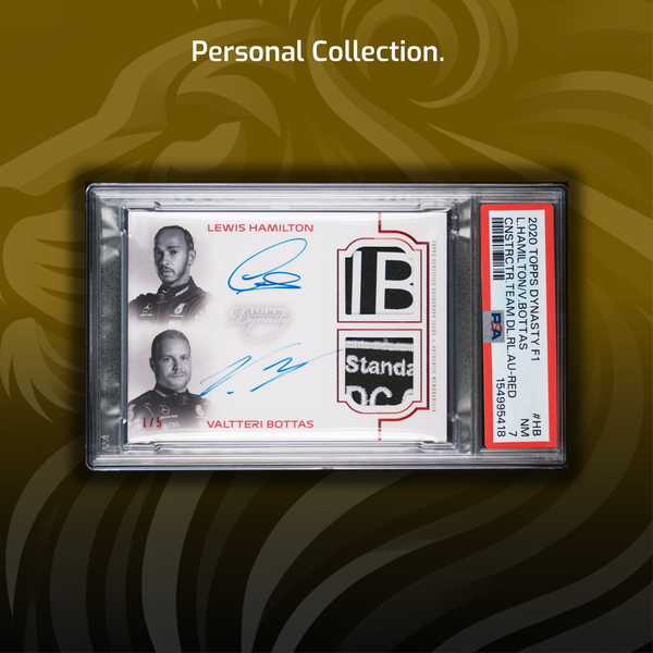 PSA 7 - 1/5 Lewis Hamilton / Valtteri Bottas #CDAR-HB - Team Tandem Dual Relic Autograph - 2020 Topps Dynasty