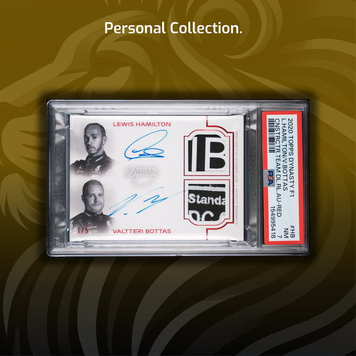 PSA 7 - 1/5 Lewis Hamilton / Valtteri Bottas #CDAR-HB - Team Tandem Dual Relic Autograph - 2020 Topps Dynasty