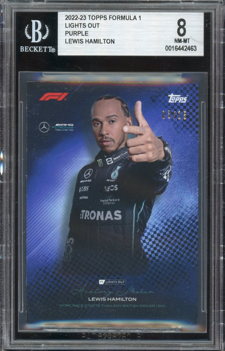 BSG 8 - /15 Lewis Hamilton - History Maker - Purple - 2022 Topps Lights Out F1