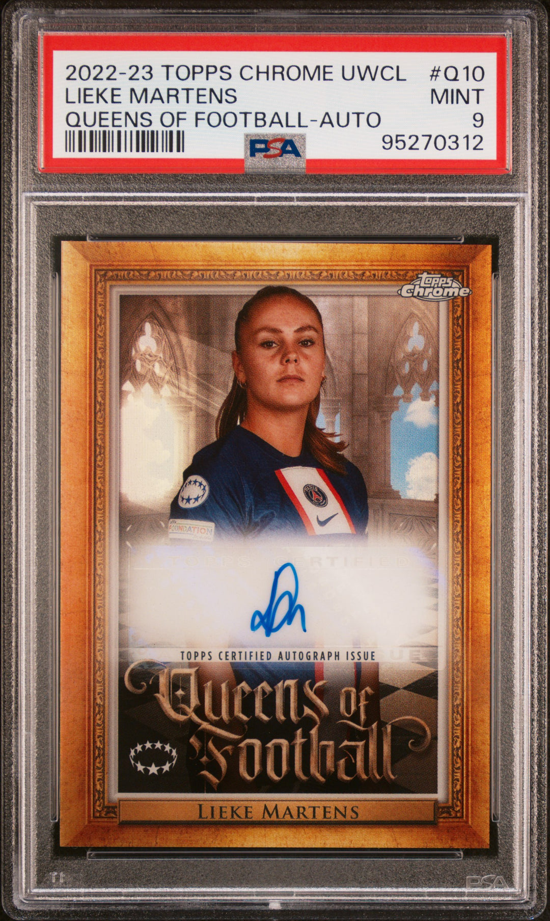 PSA 9 - Gold Auto - Lieke Martens #Q10 - Queens of Football - 2022/23 Topps Chrome UWCL
