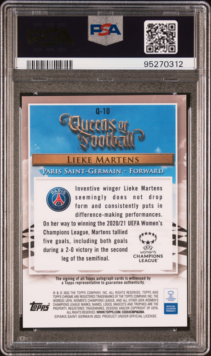 PSA 9 - Gold Auto - Lieke Martens #Q10 - Queens of Football - 2022/23 Topps Chrome UWCL