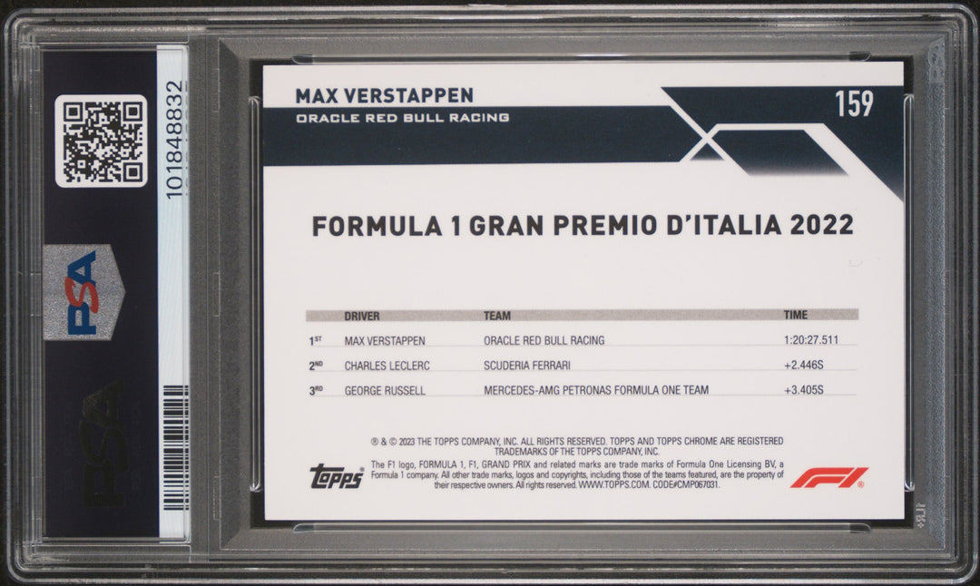 PSA 10 - 09/10 Purple - Max Verstappen #159 - Sapphire - Purple - 2023 Topps Chrome