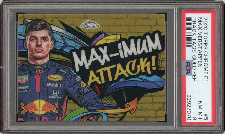 PSA 8 - 9/50 - Max Verstappen #5 - Track Tags - 2020 Topps Chrome F1 - Gold