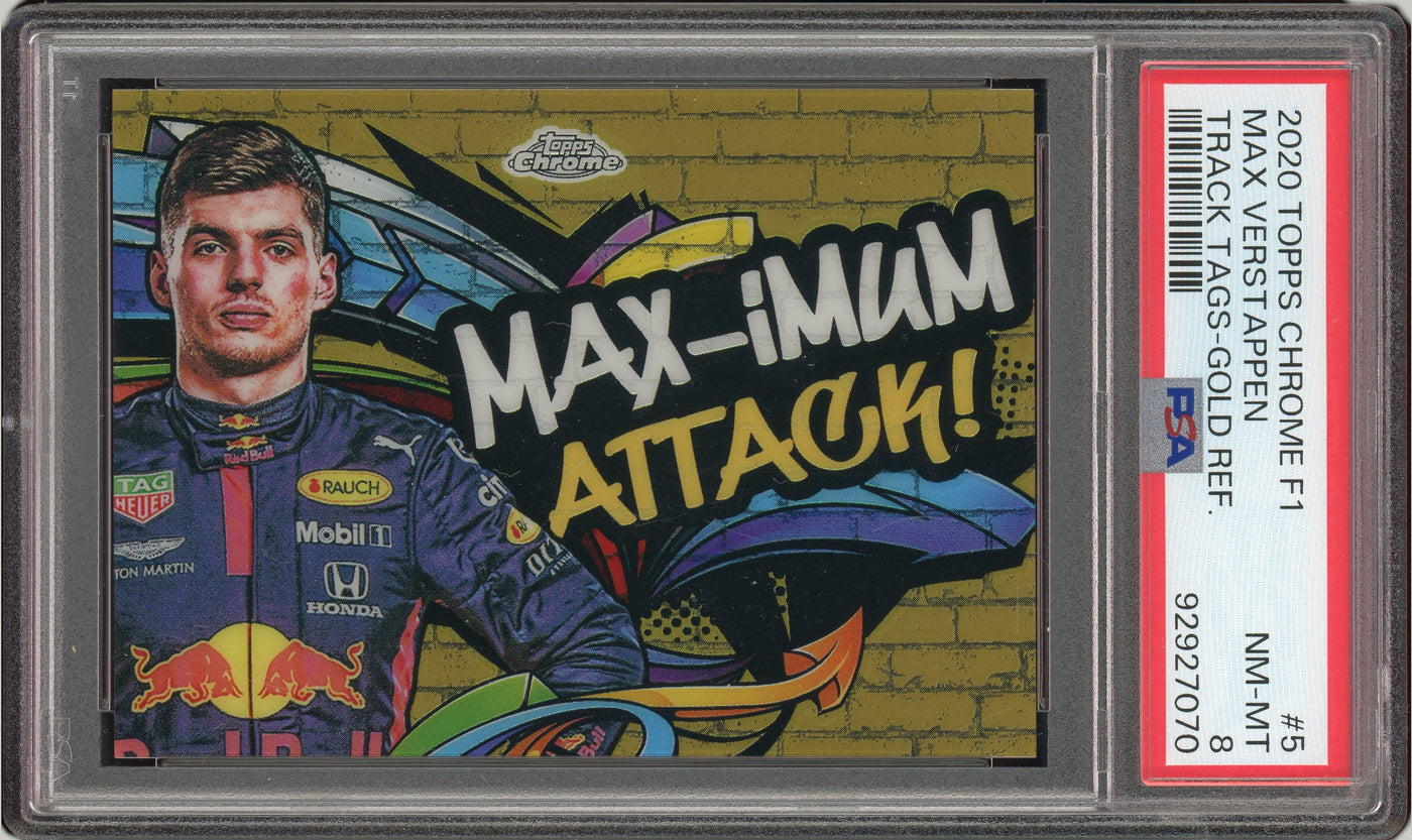 PSA 8 - 9/50 - Max Verstappen #5 - Track Tags - Gold - 2020 Topps Chrome F1