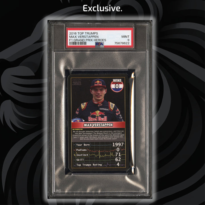 PSA 9 - Max Verstappen - 0 Wins - Top Trumps - 2016 Grand Prix Heroes - Rookie Card