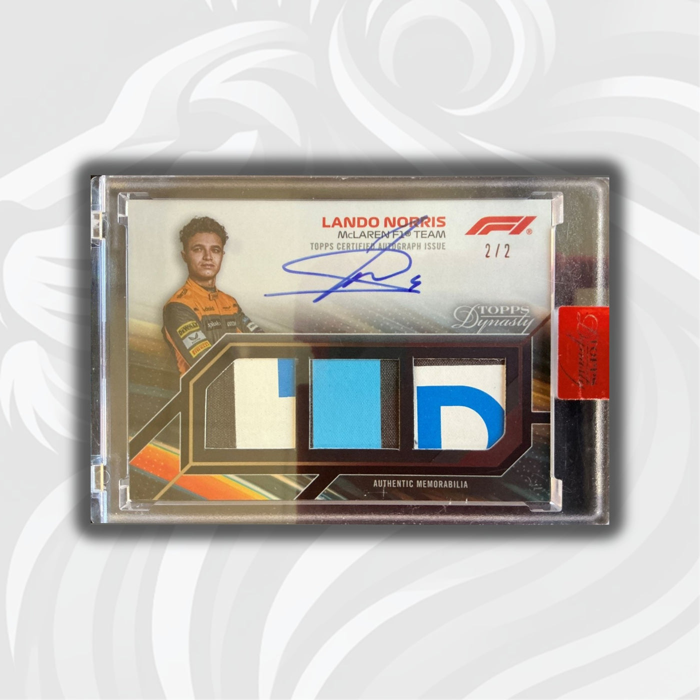 2/2 - Lando Norris #SDTRA-LNII - Triple Relic Autograph Card - 2023 Topps Dynasty F1